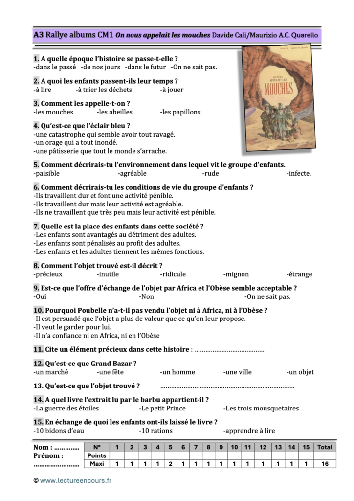 Questionnaire On nous appelait les mouches