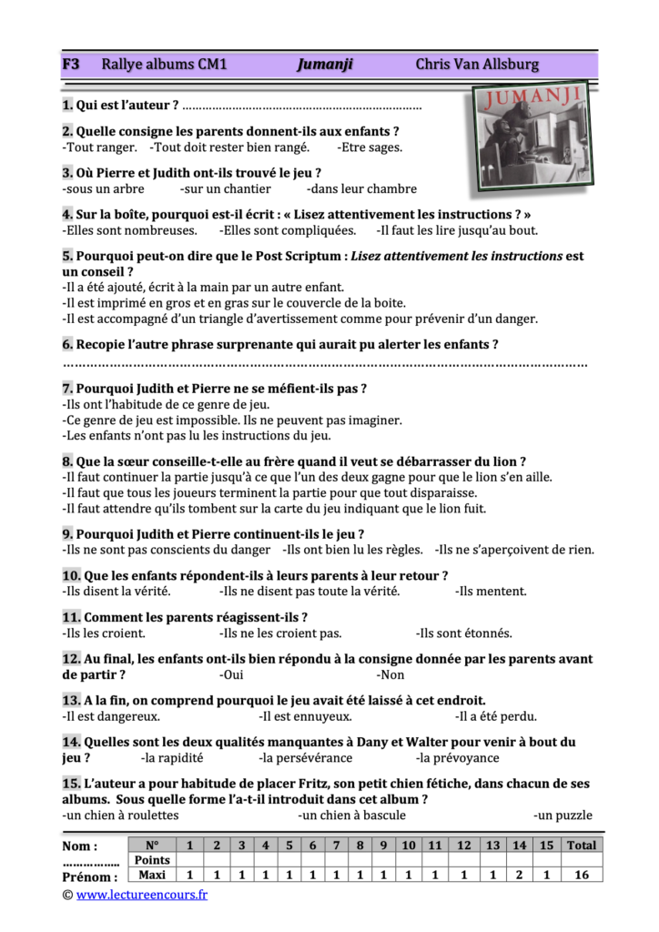 Questionnaire Jumanji