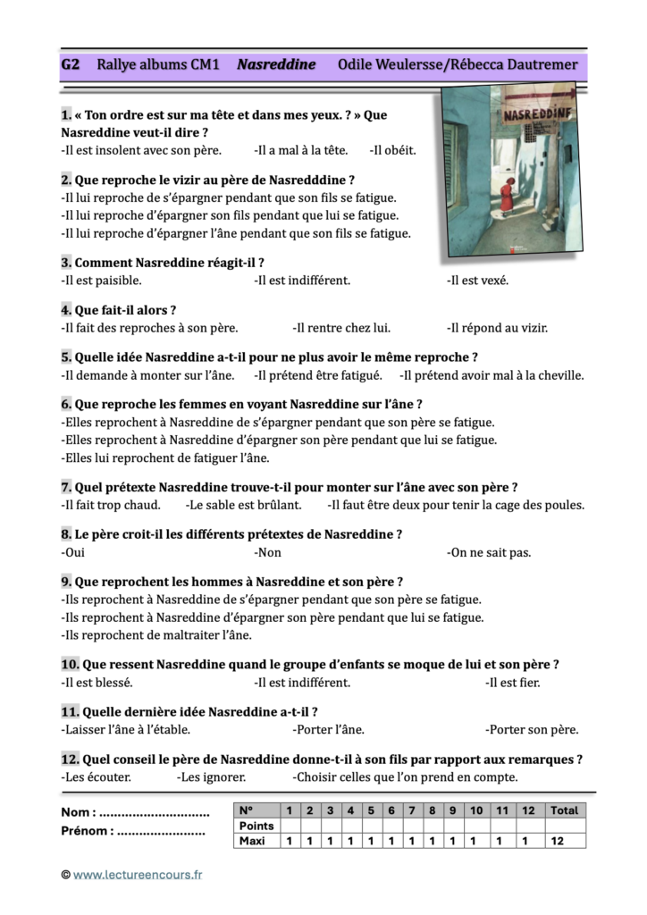 Questionnaire Nasreddine