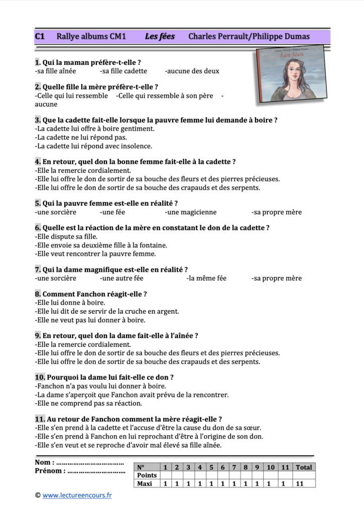 Questionnaire Les fées