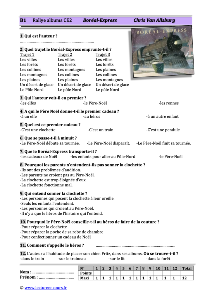 Questionnaire Boréal-express