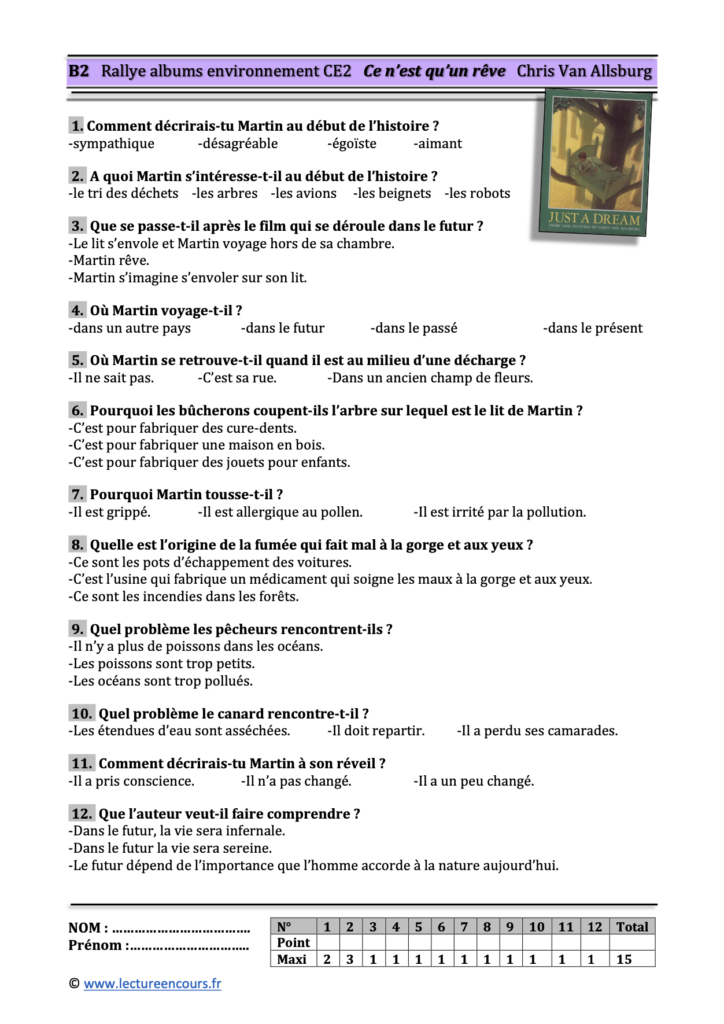 Questionnaire Ce n'est qu'un rêve