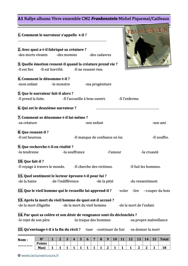 `questionnaire Frankensteins