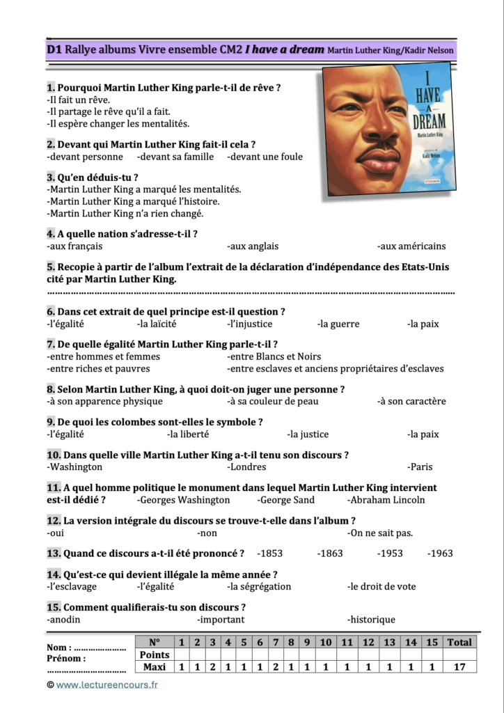 Questionnaire I have a dream
