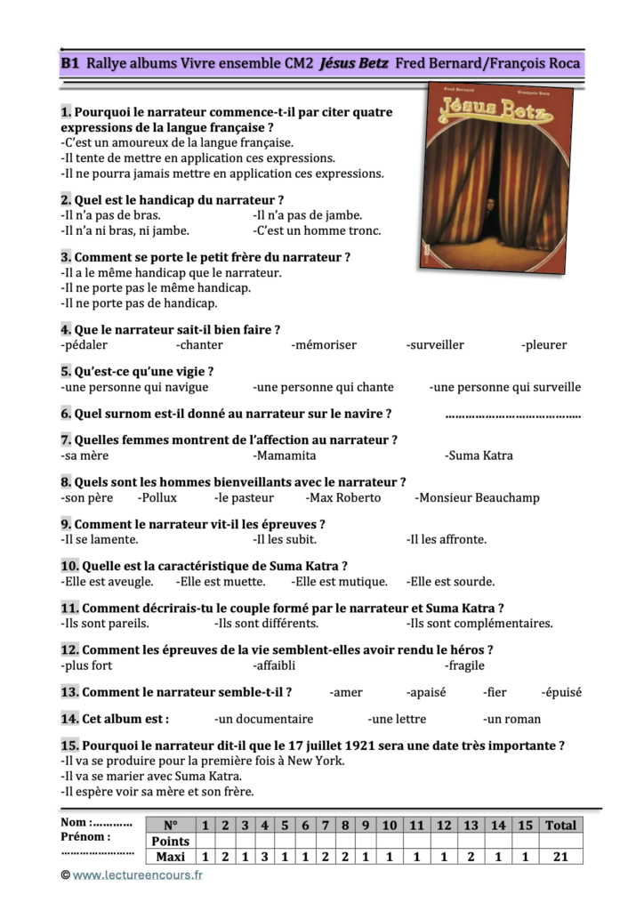Questionnaire Jésus Betz