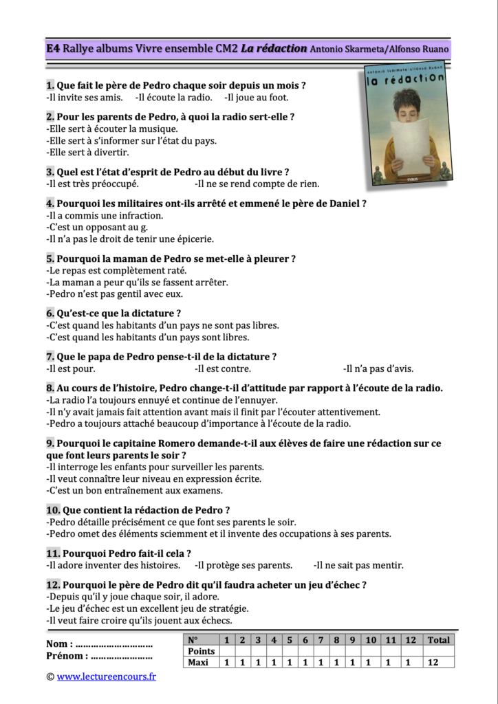 Questionnaire La rédaction
