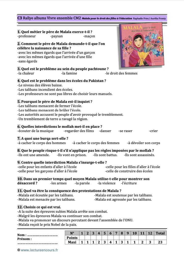 Questionnaire Malala