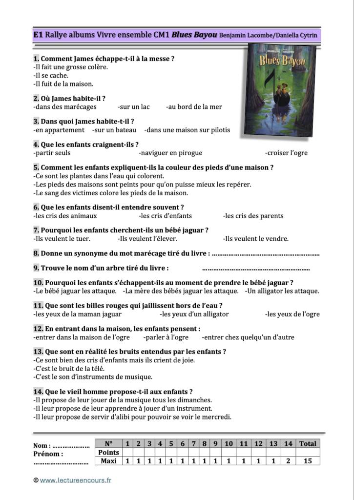 Questionnaire Blues bayou