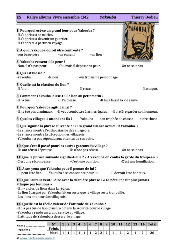 Questionnaire Yakouba