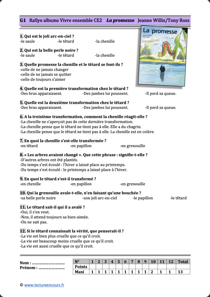 Questionnaire La promesse