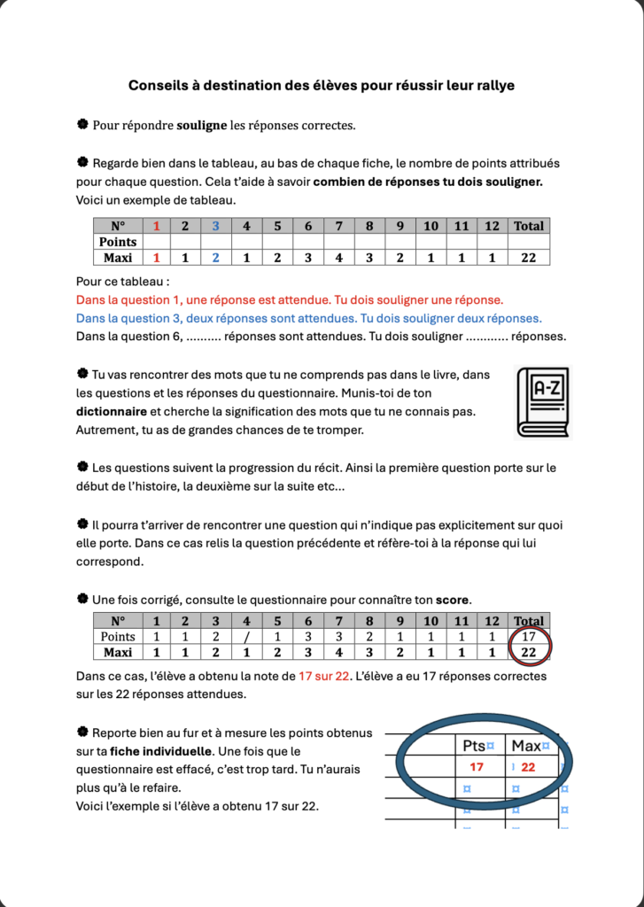Documents conseils rallye albums environnement CM1