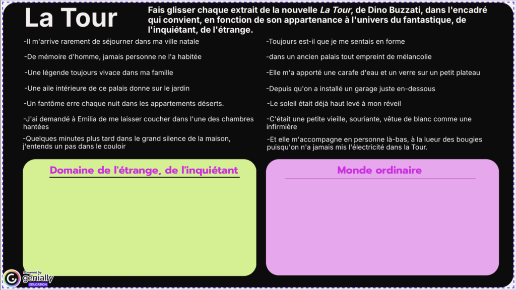 Activité interactive sur le fantastique